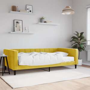 vidaXL yellow velvet sofa bed with mattress, 100 x 200 cm - VidaXL Sofa