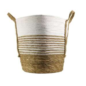 Juta kosár natúr és fehér színkombinációban, 29 cm - Tárolódoboz & kosár