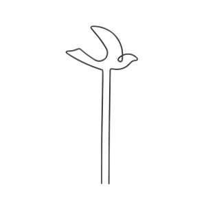 Fém madár alakú növénytámasz, 38 cm magas, szobanövényekhez - Növénytámasz & Karó