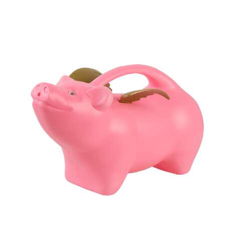 Rózsaszín malacos locsolókanna arany szárnyakkal, 1,7 literes