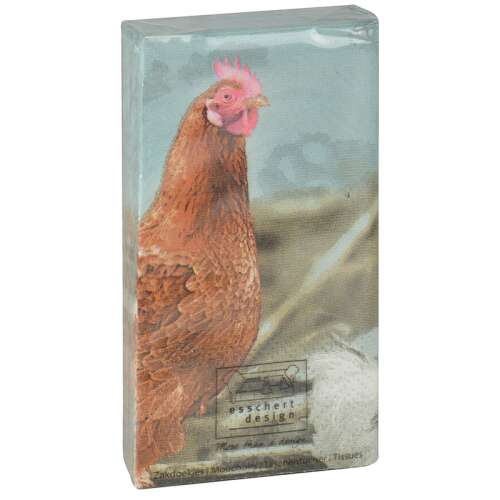 Esschert Design csirkés zsebkendő doboz, 10 db zsebkendő