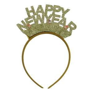 Boldog új évet fejpánt/karika, arany színű, standard méret, Flippy