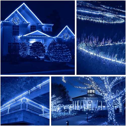 Christmas Light String, 100 m, 2400 LEDs, Light Tube, Cool White/Blue, Transformer, 8 Light Shows, Sectional, 220 V, Flippy