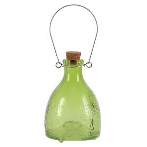 Zöld üveg darázscsapda dugóval és akasztóval, 14 cm - Rovarcsapda