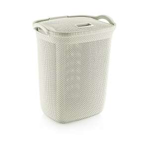 Wäschekorb aus Kunststoff mit Deckel creme 63L 105679343 - Mülleimer
