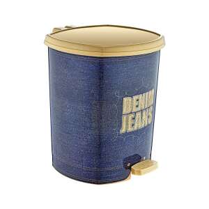 Coș de gunoi cu pedală DENIM JEANS, albastru și auriu, 6L, ÖZER plastik - Cosuri de gunoi