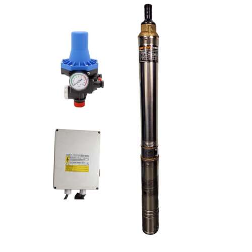 Set pompă submersibilă cu panou de control, 750W, debit 3m³/h, adâncime 39m, control automat de presiune EPC-3