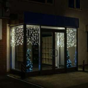 6 méter hosszú, 1 méter széles, 264 LED-es, hideg fehér, összeköthető, esőálló, függöny fényfüzér - Fényfüzér