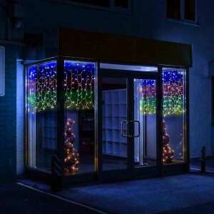 Színes LED függöny fények, 3 méter x 1 méter, 132 LED, beltéri és kültéri díszítéshez - Nonbrand Fényfüzér