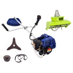 Little Blue Farmer GF-1310 benzines fűkasza 3 pengével, orsóval, hevederrel és hóvágó tartozékkal - Micul Fermier