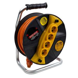 Turcia Bul-Max 40 méteres orsós hosszabbító 4 aljzattal, 3 x 2,5 mm kábellel, szállító fogantyúval - SWAT