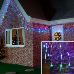 Színes LED csillogó fényfüzér, 120 LED, 5,5 x 0,6 m, fehér vezeték, kültéri karácsonyi fények - Nonbrand Fényfüzér