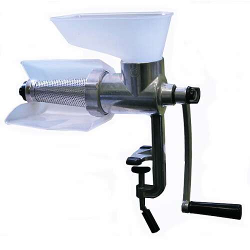 Lisovacia tlač na paradajky, SB-1, strieborná, ručná tlač na paradajky, odšťavovač na ovocie, odšťavovač, ručná tlač, tlač na paradajkový džús, tlač na džem, tlač na želé, tlač na ovocné pyré pre bábätká