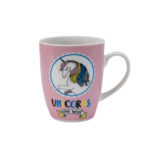 6 darabos Cesiro szett, Fehér/Rózsaszín egyszarvú dekor, 310 ml-es csésze