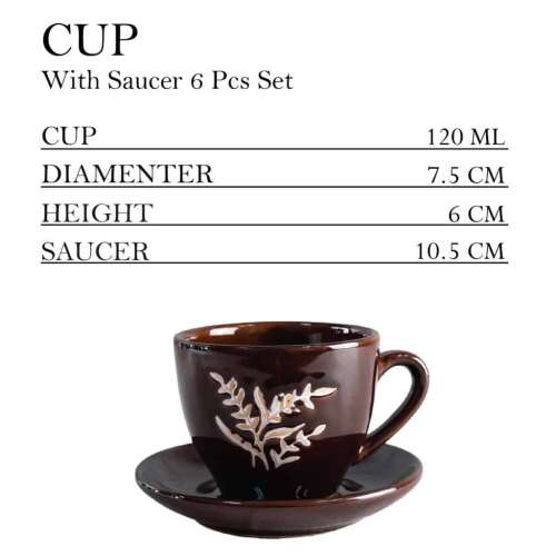 6 darabos Cesiro szett: Sötét Barna, 120 ml-es tányéros csésze és állvánnyal 80501657