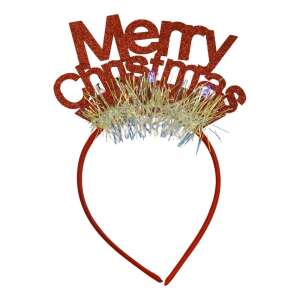 Mery Christmas fejpánt/karika, piros, csillogás, standard méret, Flippy