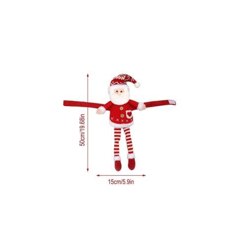 Piros-fehér Mikulás függönyelkötő, karácsonyi dekoráció