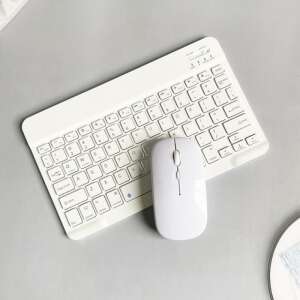 White wireless keyboard and mouse set, perfect for typing on your tablet or phone - Nonbrand Keyboard