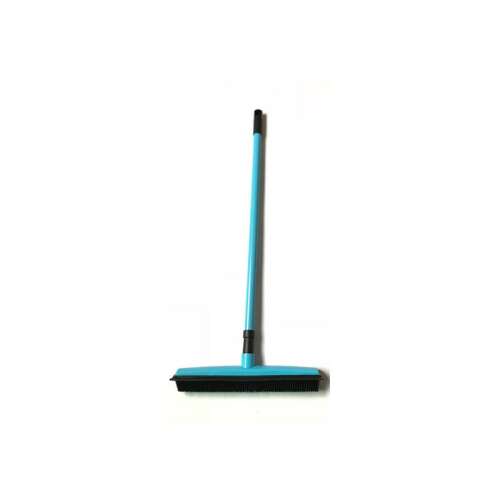 Kék gumi sörteseprű állítható nyéllel, ideális a háziállatok szőrének eltávolítására