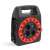 Black and red cable reel with 3 sockets and 2 USB ports, 15 meters long