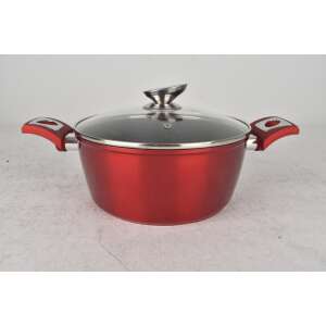 Metal Red Line cratiță din aluminiu antiaderentă cu capac de sticlă 22cm, 2.6L, cu inducție