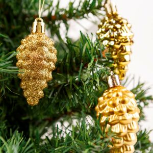 Christmas Tree Ornament Set - Gold Pine Cone - 6 cm - 6 pcs / set 145947870 - Christmas