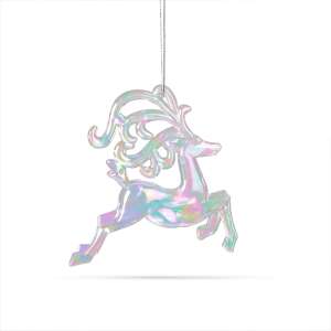 Ornament de Crăciun din acril irizat, ren, 120 x 120 x 15 mm - Decorațiuni pentru pomul de Crăciun