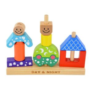 Nap & Ejszaka wooden stacking toy for toddlers, shape sorting and color recognition - Nonbrand Developmental Toy for Preschooler
