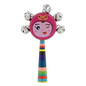 Baba Csörgő wooden rattle with bells and colorful handle - Toy