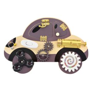Matatófal tablă de activități din lemn în formă de mașină pentru copii mici, jucărie pentru dezvoltarea abilităților motorii fine - Jocuri de dezvoltare pentru copii mici