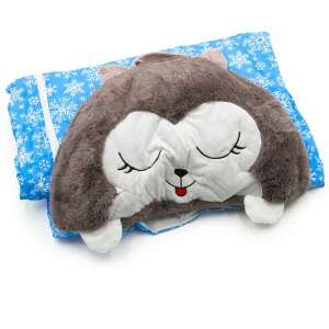 Plüssállattá alakítható hálózsák gyerekeknek , vidám husky alakú, kompakt, összecsukható hálózsák