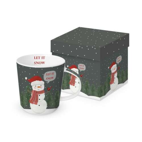 Porcelánbögre hóemberrel, "Let it Snow" felirattal, 0,35l, dobozban