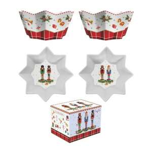 2 db-os Vintage Nutcracker porcelántál szett, 14cm, csillag alakú, karácsonyi dekoráció - Tál