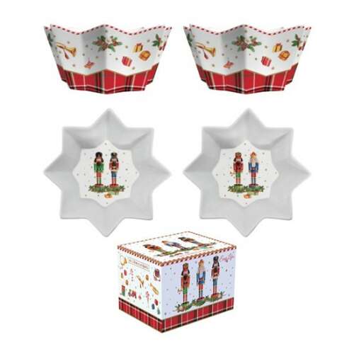 2 db-os Vintage Nutcracker porcelántál szett, 14cm, csillag alakú, karácsonyi dekoráció