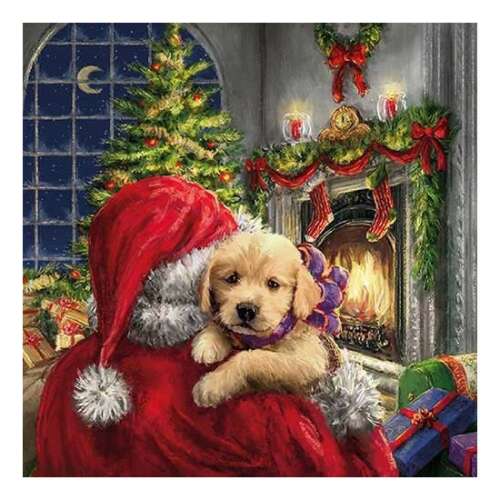 Puppy At Fire karácsonyi szalvéta, 20 darabos