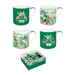 4 db-os Exotic Heaven Atmosphere porcelánbögre szett dzsungel állatokkal - Bögre