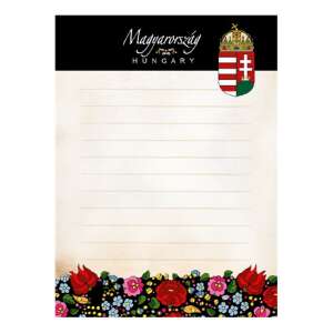 Mágneses jegyzettömb magyar népművészeti mintával, 87x112mm, 48 oldal - Jegyzettömb