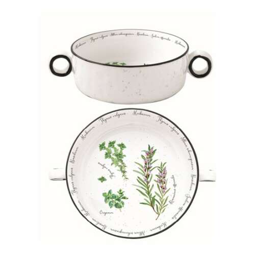 R2S.2206HERU Herbarium porcelántál füllel, 12cm