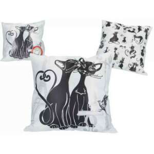 H.C.023-8050 Párna 45x45cm, polyester,fekete macskás 80611550 - Díszpárna