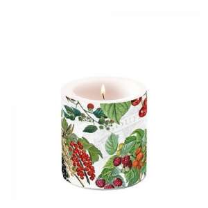Fresh Fruits illatú oszlopos gyertya, 8x7,5cm, bogyós mintával - Ambiente