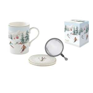 R2S.105CHAL Chalet Porcelán szűrősbögre tetővel, 350ml, Síelés minta - Nonbrand Bögre