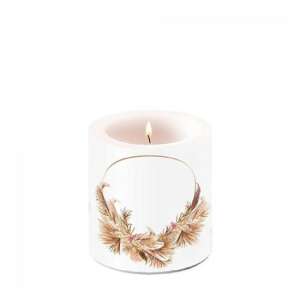 AMB.19216245 Potpourri Ring illatú gyertya virágmintával, 8x7,5cm - Lakberendezés