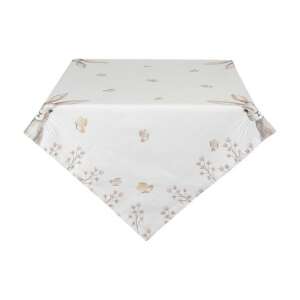 CLEEF Rustic Easter Bunny Asztalterítő, 100x100cm, 100% pamut, fehér nyuszi és pillangó mintával - Clayre & Eef