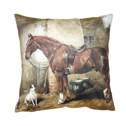 CLEEF.KT021.339 Textil párnahuzat 45x45cm, polyester, ló kutyával 80611727