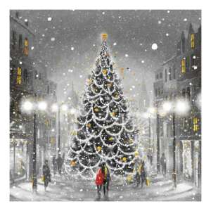 Karácsonyfa hóval és fényekkel, La Fete de Noel papírszalvéta - Szalvéta