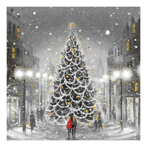 Karácsonyfa hóval és fényekkel, La Fete de Noel papírszalvéta