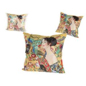 Klimt: Hölgy legyezővel díszpárna, 45x45cm, poliészter - Díszpárna