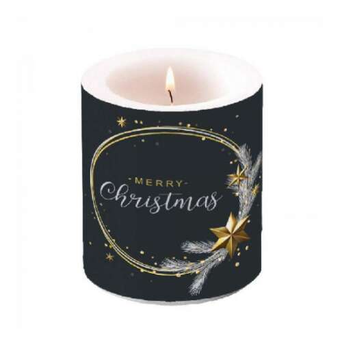 Fekete és arany karácsonyi gyertya csillagokkal és csillogással