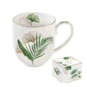 R2S.1280EXOT Exotique porcelánbögre trópusi levél mintával, 300ml - Nonbrand Bögre