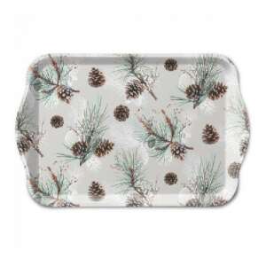 Műanyag tálca fenyőtoboz mintával, 13x21cm - Tálca